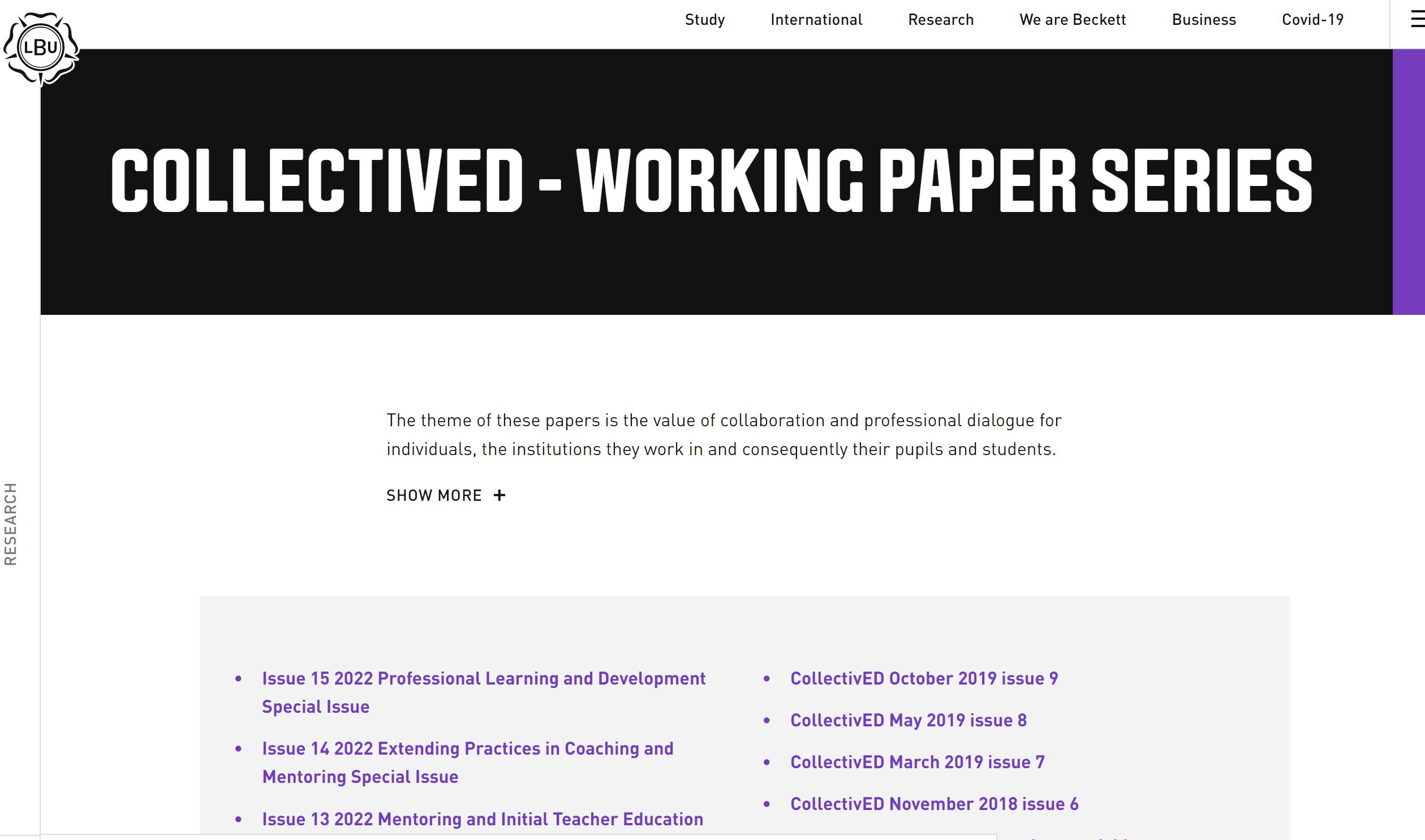 CollectivED Working Paper Series